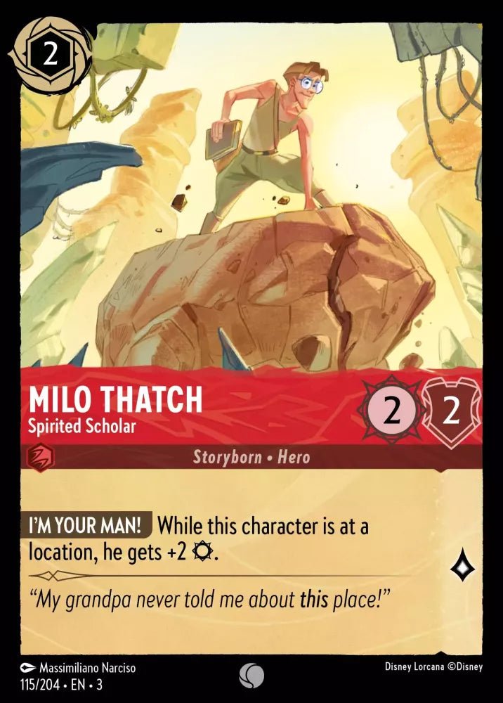 Disney Lorcana - [115/204][S3] - MILO THATCH - Spirited Scholar NON-FOIL [M/NM] - The Great Illuminary -