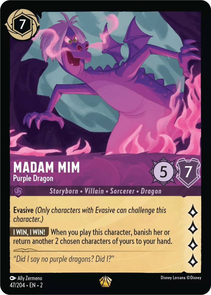 Disney Lorcana - [47/204][S2] - MADAM MIM - Purple Dragon ENG FOIL [M/NM] - The Great Illuminary -
